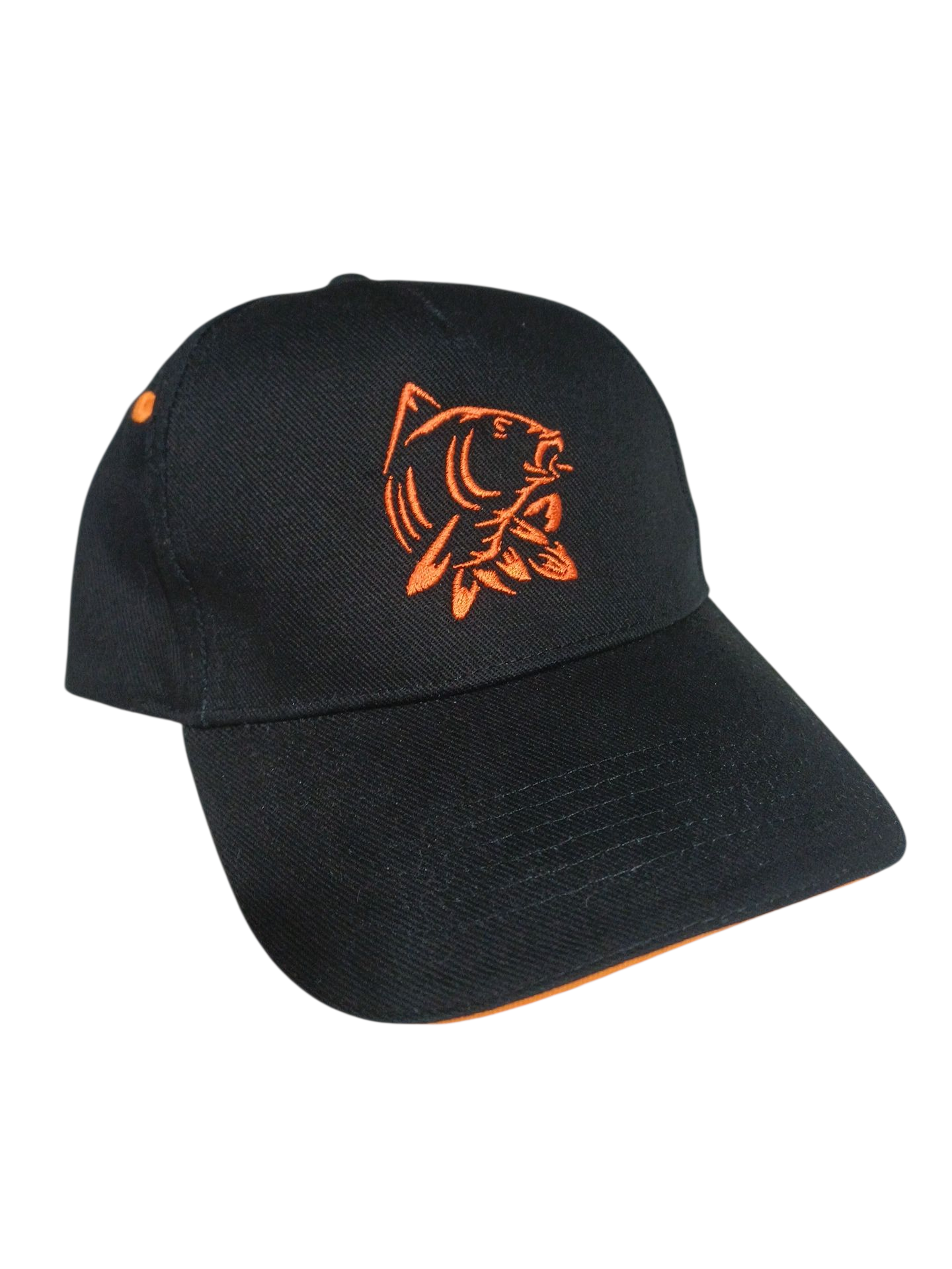 Casquette noire et orange brodée