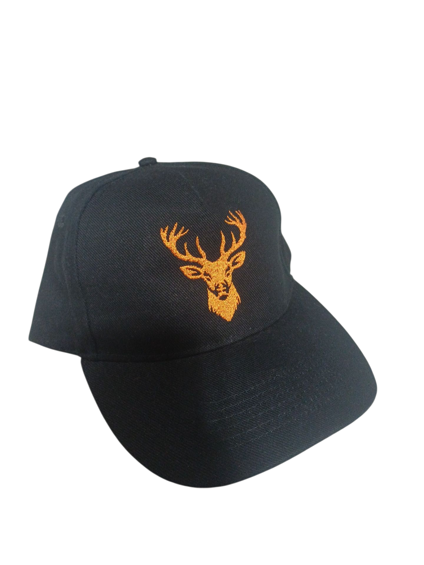 Casquette noire brodée cerf fil orange
